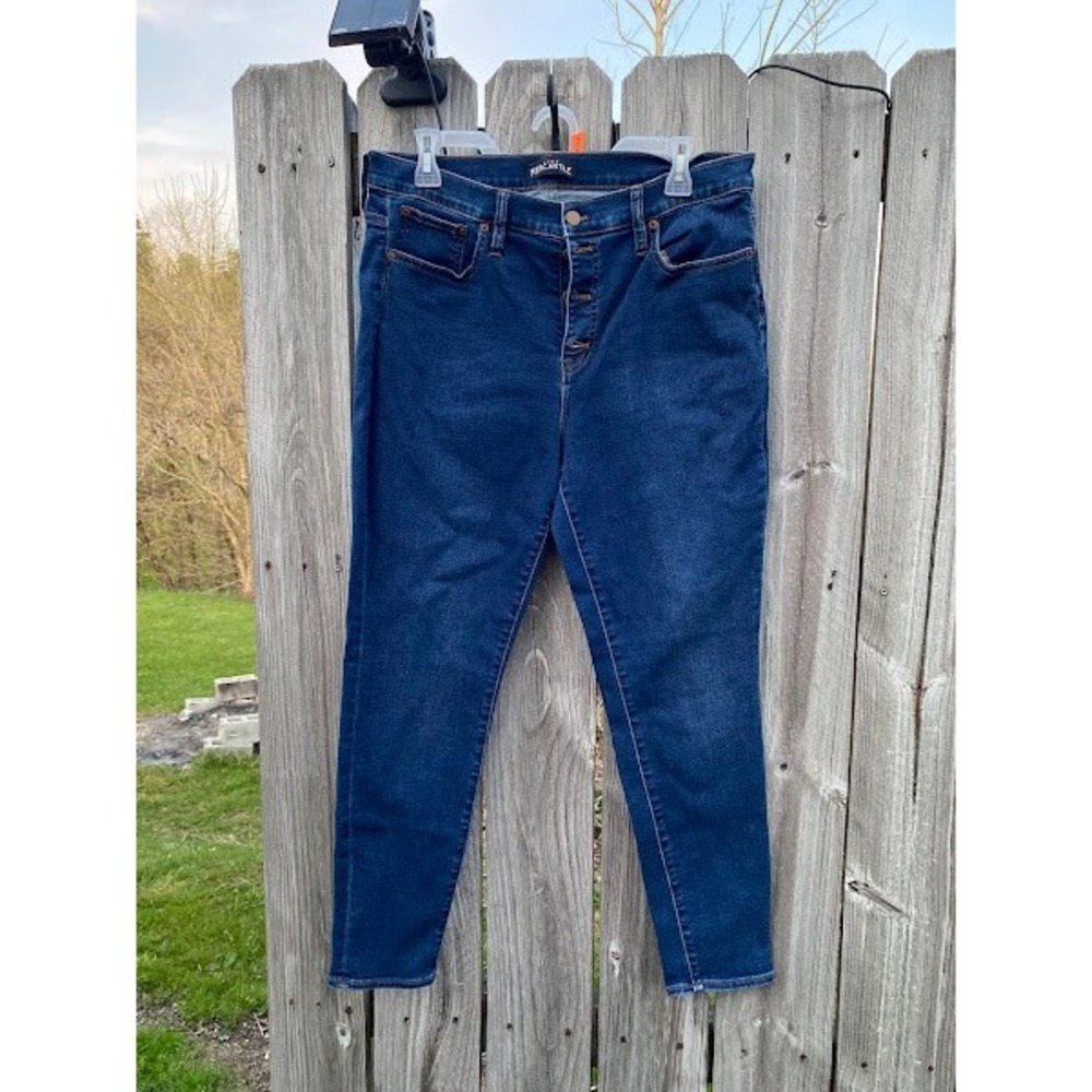 J.Crew Mercantile Women Dark Wash Button Fly Skinny Jeans Blue Size 30‎